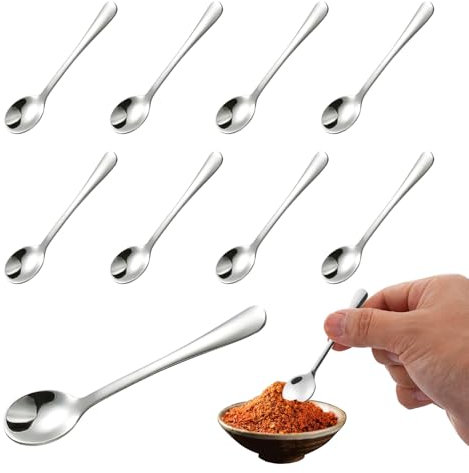 Lot de 8 Petites Cuillères à Café,Petite Cuillère à Dessert,Acier Inoxydable – Mini Cuillères Remuer pour la Cuisine,Pratique et Rapide Louche Soupe Pratique,Simple Dessert Polyvalente pour le Bureau
