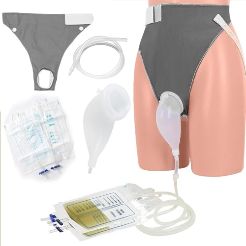 Powerful Set di sacchetti per urina da uomo, riutilizzabili, con 2 sacchetti per catetere urina, orinatoio indossabile per una comoda raccolta delle urine e prevenzione dell'incontinenza urinaria