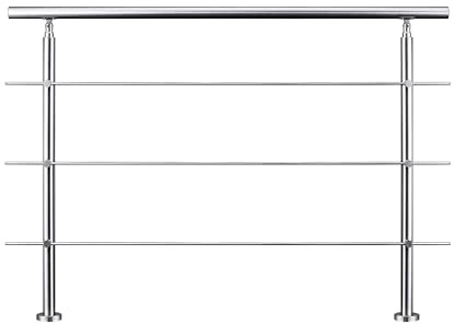 AICA Barandilla de escalera de acero inoxidable - pasamanos de escalera para interior y exterior escaleras, parapeto, balcón (180 cm 3 barras transversales ）