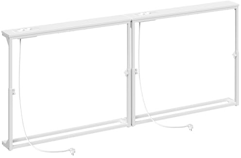 HOOBRO Mesa de Consola de Entrada Estrecha de 15 cm de Ancho, Juego de 2, Altura Ajustable (63,5-83,5 cm), con Estación de Carga, Mesa de Entrada, para detrás del Sofá, Pasillo, Blanco EWW95CXGP201