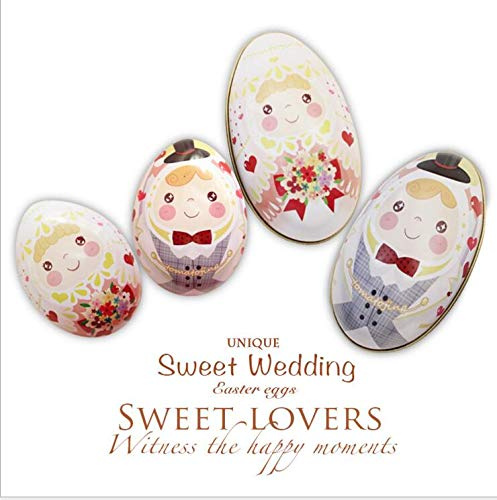 LOKAXXZU 4pc/lot Wedding Candy Box Egg Shape Tin Box Easter Eggs small tin case Chocolate Box Birthday Gift Box - (Size: L)