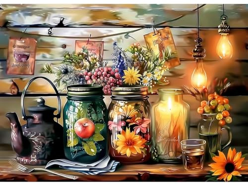 CEOVR Blumen Diamond Painting Bilder Kit Erwachsene,5D Diamond-painting 30x40cm,Blumen auf dem Esstisch