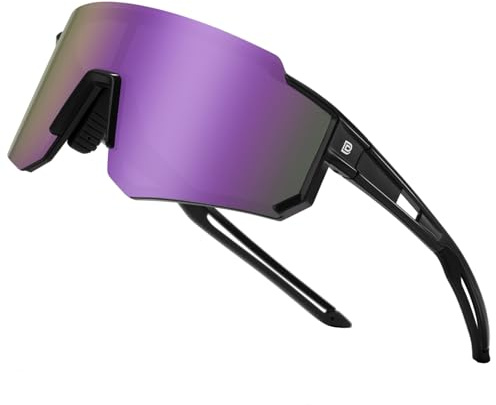 DUCO Polariserade sportsolglasögon för män och kvinnor, UV400 skydd, baseboll, cykling, löpning, fiske, solglasögon, DC0068, Svart ram Revo lila lins
