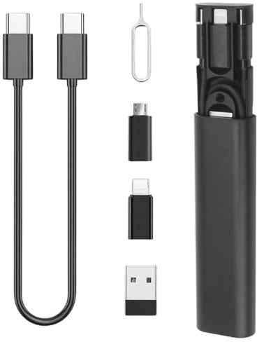 Multi USB Charging Adapter Cable Kit, 2-in-1 USB-C to USB-A Conversion Set, Includes USB-C /8-Pin Connector/ Micro USB Adapters, 60W Fast Charging Travel & Office Essential for Android and iOS Devices