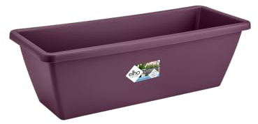 Elho Barcelona Balconnière 50 - Planteur pour Balcon & Extérieur - Plastique 100% recyclé - Ø 49.8 x H 16.0 cm - Violet/Mauve Érable