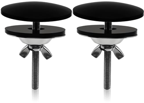 2 Sets 2 Inch Stainless Steel Sink Hole Cover, Sink Blanking Cap, Tap Hole Stopper, Tap Hole Blanking Plug for Top Holes Kitchen Sinks, for Sink and Bath Overflow Cover to Prevent Leak Proof, Black