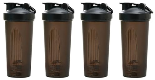 Generchin 4X Shaker Cup Sports Portable Pratique Remuer Tasse 600Ml Plastique Shakers Bouteille Adultes Noir