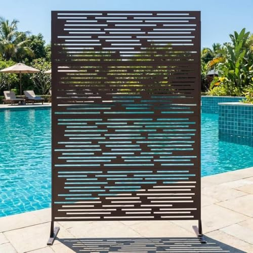 Acekool Sichtschutz Metall-Raumteiler Mit Ständer,Für Indoor & Outdoor | Freistehend, Wetterfeste Terrassenpaneele FürDeko, Garten, Terrasse & Balkon, Pool