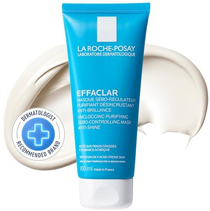 La Roche-Posay, Effaclar, Masque Purifiant Désincrustant, Anti-Points Noirs et Anti-Impuretés, Peaux Sensibles et Peaux Grasses à Tendance Acnéique, 100 ml