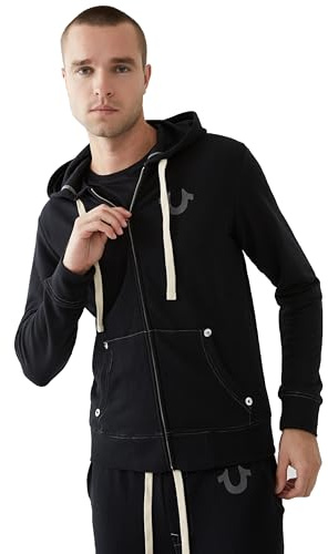 True Religion Men's Buddha Logo Zip Hoodie Sweatshirt Hooded Sweatshirt