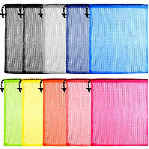 FEPITO 10 Pcs Mesh Drawstring Bag, Wäschesack, Mesh-Packsack, Golfball-Tasche, Nylon-Mesh-Tasche für Lagerung, Reise-und SportsPackage