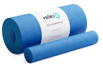 Relexa Faszienrolle 2in1 - Ideal Zur Massage Bei Rückenschmerzen & Als | Ergänzung Zum Fitness-Training - Angenehmes Material & Recyclebar - Blau
