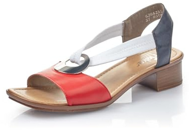 Rieker Women Sandals 62662, Ladies Strappy Sandals,Summer Shoe,Summer Sandal,Comfortable,Flat,Red (Rot Kombi / 35),38 EU / 5 UK