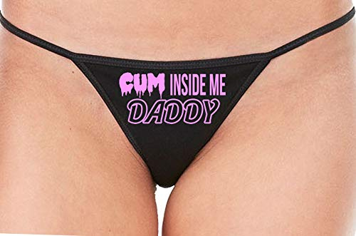Knaughty Knickers Cum Inside Me Daddy Creampie Cumplay Black String Thong Panty - Black - M