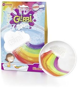 Simba 105953451 - Glibbi Boom Regenbogenbombe, Badewannenspielzeug für Kinder ab 3 Jahren, bunter Schaum für die Badewanne, Badebombe, Regenbogen Badewolke