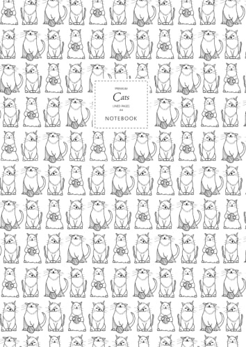 Cats Notebook - Lined Pages - A4 - Premium: (Black White Edition) Fun notebook 192 lined pages (A4 / 8.27x11.69 inches / 21x29.7cm)