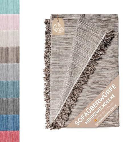 Trapunta Multiuso; Divano Scozzese, Coperta Foulard, Copriletto, Foulard per Divani in Cotone e Altre Fibre Finitura di Qualità Fatto in Spagna.Telo Copridivano (Marrone Mèlange 05, 180x260cm)