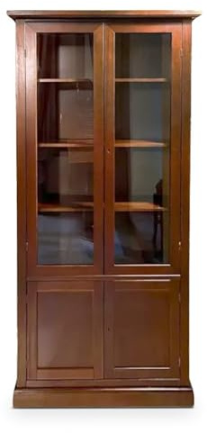 Mar.c.a. Design Vetrina, Arte povera, Legno massello e MDF a 2 Ante 2 Porte con finitura Bassano - Mis. 90 x 41 x 186 cm.