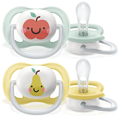 Philips Avent Ultra Air-napp, för 0–6 m, ortodontisk och BPA-fri, 2 st., inklusive sterilisator/nappfodral, SCF080/17