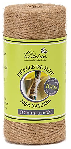 Spago di iuta naturale bobina 160 m Ø2 mm 200 gr La Cordeline BJN16, naturale