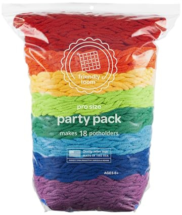 Friendly Loom Quality Cotton Weaving Loops in Rainbow Colors – 10” PRO Size | Weave 18 Functional Potholders | Made in The USA