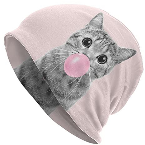 Bunny Pink Bubble Gum Slouchy Beanie Chemo-Mütze Krebs Kopfbedeckung Strickmützen Dünne Laufen Schädel Kappe Nachtmütze für Damen Herren, Schwarz3, Einheitsgr��e
