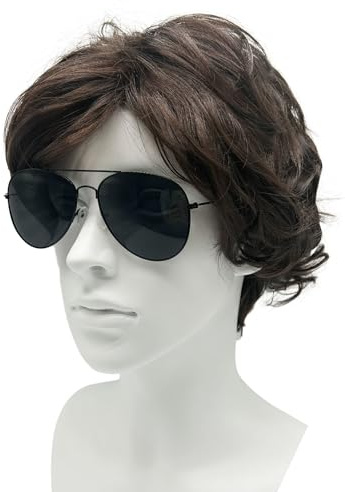 SKHAOVS Lockige Perücke Herren Hellbraun Perücke Kurz Perücke hitzebeständige synthetische Haar Halloween Herren Party Daily Wear Herren Damen, Karneval Kostüme Cosplay (Braun)