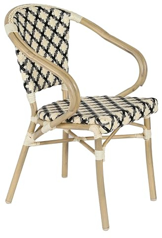Oviala Fauteuil de terrasse bistrot Parisien en Aluminium et rotin Noir
