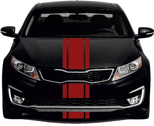 INDIGOS UG - Viperstreifen Auto - M204 glänzend - 3 Streifen dunkelrot - 400x25cm & 2x400x5cm - extravanter 3ér - mit Übertragungsfolie - Tuning - Viper - Racingstreifen - Autoaufkleber - Zierstreifen