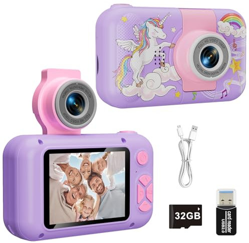 ARNSSIEN Kids Camera for 3 4 5 6 7 8 9 10 11 12 Year Old Girls/Boys, Child Digital Camera for Toddler,Christmas Birthday Festival Present for Children,Video Selfie Kids Toys with 32GB TF Card,X101H