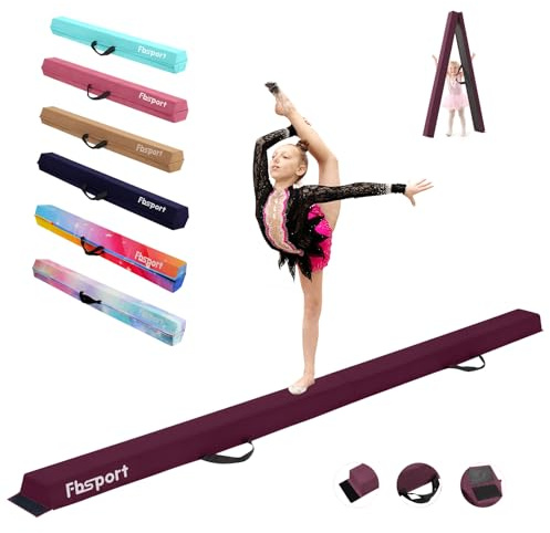 FBSPORT 240CM Viga de Equilibrio Plegable, Viga de Equilibrio de Gimnasia, Viga de Equilibrio de Capa Flocada, Equipo de Equilibrio para Niños, Fitness/Entrenamiento/Gimnasia/Ejercicio