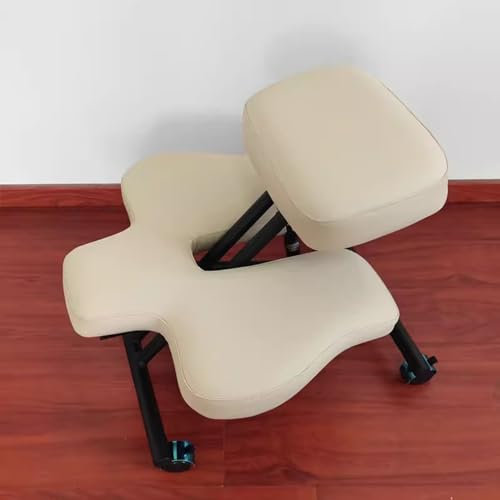 Schreibtisch-Kniestühle, Bürostuhl für das Sitzen im Schneidersitz mit Rädern, Kniestuhl zur Verbesserung der Körperhaltung und Schmerzlinderung, ergonomische Yoga-Meditation,Weiß-Einheitsgröße