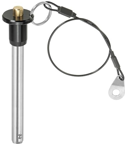 PATIKIL Spilla a Sgancio Rapido 5/16 x 2.36, Perno Bloccaggio a Sfera Acciaio Inossidabile 304, Perni Posizionamento Sicurezza con Pulsante, Cavo Sicurezza da 25 Cm (8 x 60mm)