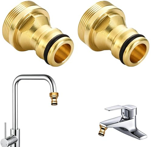 HAFRILY 2 st slangadapter M22 till M24 kopparpläterad aluminiumslanganslutning vattenkran för adapter vattenkran trädgårdsslang vattenkran adapter
