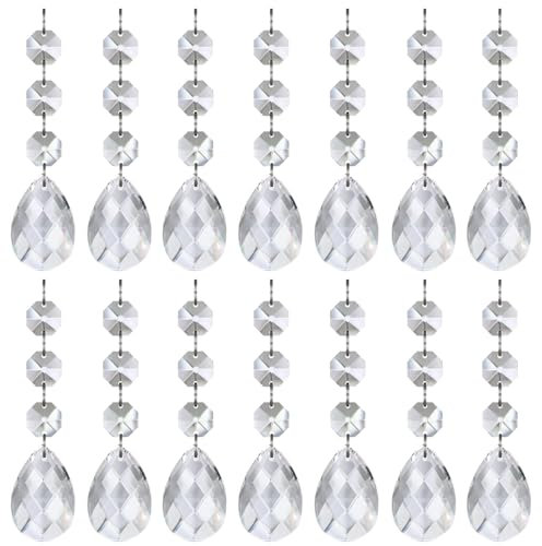 UCLEVER Lot de 30 pendentifs Attrape-Soleil en Cristal - 38 mm - en Forme de Goutte - Lustre Attrape-lumière - Cristal - Prismes pour fenêtre, Maison, Jardin, Carillon éolien (30, Larmes)