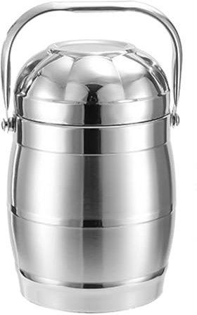 Fiambrera térmica de acero inoxidable con asa, fiambrera térmica portátil, tarro de acero inoxidable for comidas frías y calientes(1.4L)