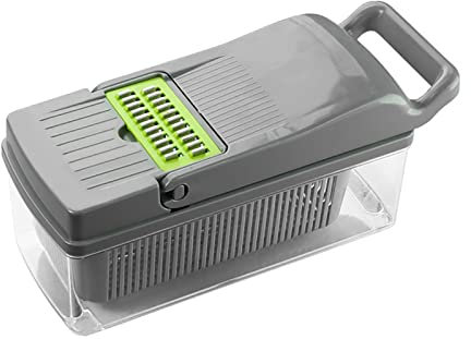 Potato Onion Garlic Chopper with Container - Vegetable Chopper Dicer Cutter Dicing Machine, Cheese Chopper Mini, Food Processor Small, Veggie Slicer Cutter Grater, Portable String