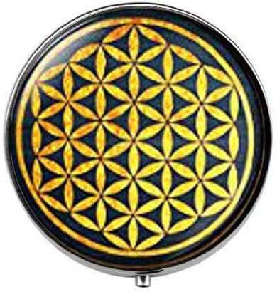 Fleur de vie - Mandala Art Photo Pilulier - Charme Boîte à Pilules - Boîte à Bonbons en Verre