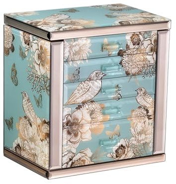 Homruilink Coffret Bijoux Verre Haut De Gamme 5 Niveaux Miroir Velours