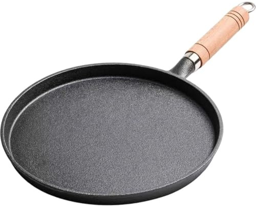 HiyyFloy Cast Iron Crepe Pan, Cast Iron Tawa Dosa Tortilla Pan, Flat Skillet for Roti Dosa Comale