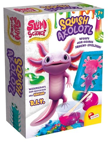 Lisciani SLUMI Science Squish Axolotl - Kit scientifico Fai da Te dai 7 Anni - Squishy Fai da Te con Colori e Forme - esperimento Chimico per Bambini - Giocattolo Contro Lo Stress