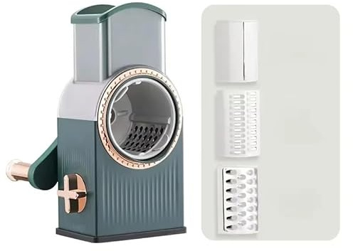 Multi-Purpose Rotary Cheese and Vegetable Grater,Such a Simple Yet Versatile Kitchen Tool That Effectively Replaces Many Others Like Knives, peelers, slicers, and dicers. (Dark Green)