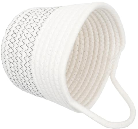 VICASKY Hängender Aufbewahrungskorb aus Baumwollseil Dekorativer Wandhängekorb mit Geflochtenem Design für Frische Blumen und Kleinigkeiten im Innen und Außenbereich