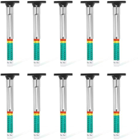 10 Pcs Tyre Tread Depth Gauge UK For Car Color Coded Car Tire Metric Accurate Measurement Tool in 25mm/32nds Range Tire Tread Depth Gauges for Various Vehicles Portable Waterproof