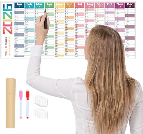 Grand Calendrier Mural 2026 Effaçable, 100x42cm Planificateur Effaçable Calendrier, Planificateur Mural Géant Réutilisable Pour La Maison, Pour Salle De Classe Bureau Enseignant