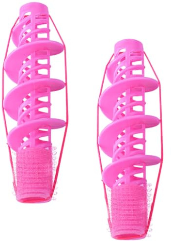 Ciieeo Bigodini per Permanente 2 Pezzi in Plastica Rosa, Bigodini per Chioma da Donna Corti e Lunghi, Arricciacapelli senza Calore per Acconciature Fai da Te e Salone di Bellezza