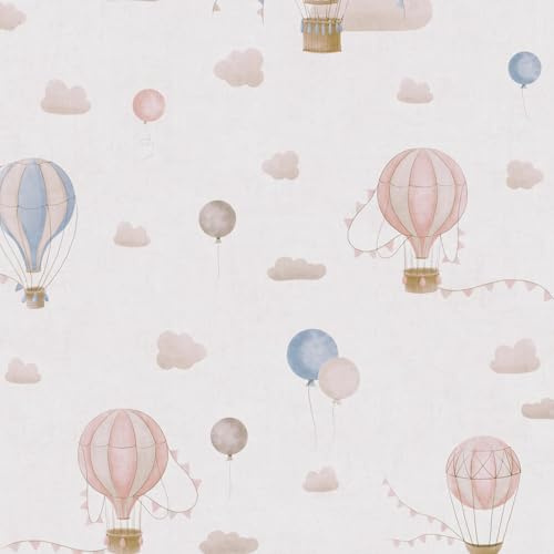 Profhome Kindertapete 770771-GU Vliestapete creme beige blau rosa 0,53 m x 10,05 m = 5,33 m2