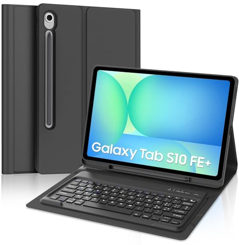 IVEOPPE Tastiera per Samsung Galaxy Tab S10 FE Plus 13.1 2025, Cover con Tastiera Rimovibile, Keyboard Italiano QWERTY Bluetooth, Custodia con Portapenna, Nero