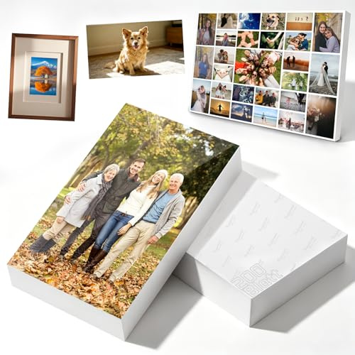 200 ark fotopapper 10 x 15 glänsande 230 g/m² – snabbtorkande vitt fotopapper 4 x 6 – Kompatibel med Canon HP Epson bläckstråleskrivare – för foton fotoalbum och bildramar