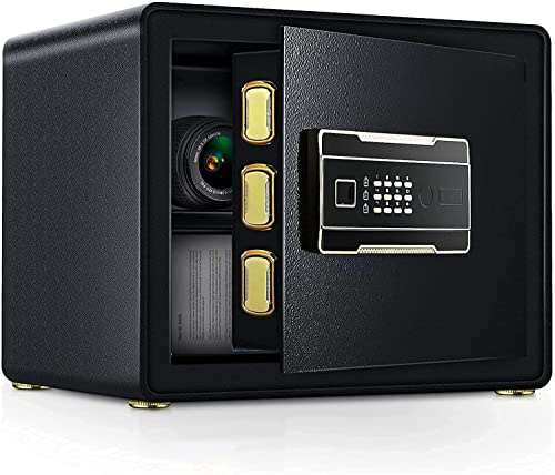 Caja Fuerte Resistente contra Incendios, gabinete con pies cúbicos y de Alarma Sensible a 2 Llaves maestras para Proteger su Efectivo, Joyas, Documentos, Caja Fuerte y Duradera